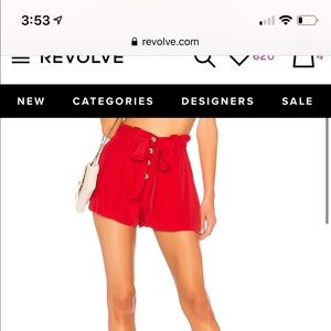 Revolve Red Paperbag shorts
